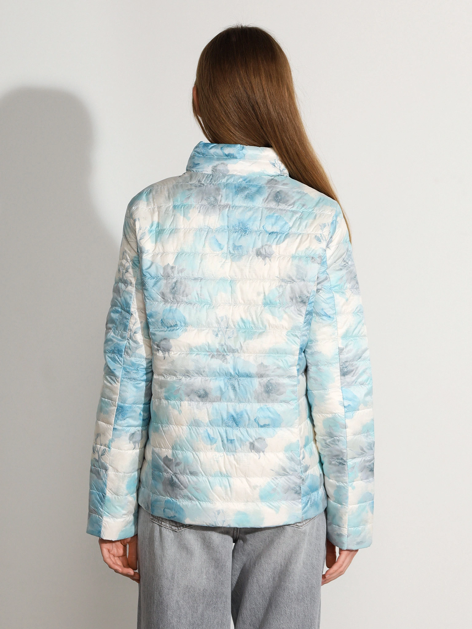 Куртка двухсторонняя голубого цвета с цветочным принтом